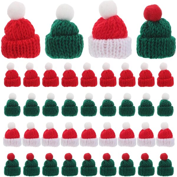 40 mini cappelli natalizi lavorati a mano: accessorio decorativo versatile per le vacanze