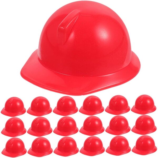Mini Caschi Sicurezza bambole 20 pezzi Rossi Accessori Realistici e Resistente ABS