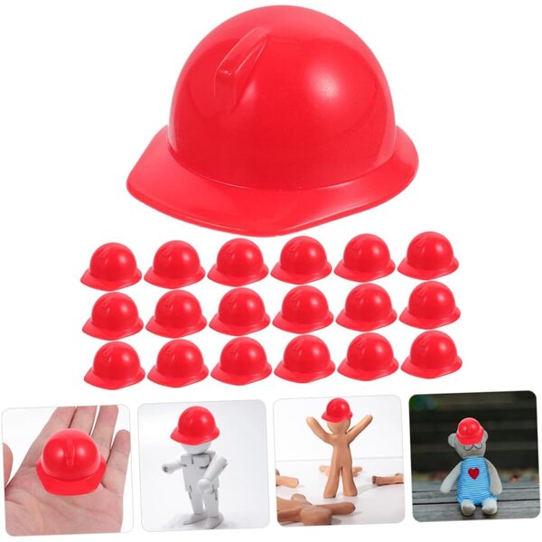 Mini Caschi Sicurezza bambole 20 pezzi Rossi Accessori Realistici e Resistente ABS