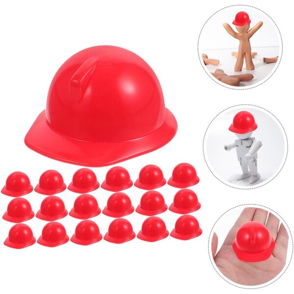 Mini Caschi Sicurezza bambole 20 pezzi Rossi Accessori Realistici e Resistente ABS
