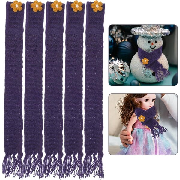 Set 5 Mini Sciarpe Tricotate Blu Navy per Bambole e DIY - Accessori Creativi in Lana