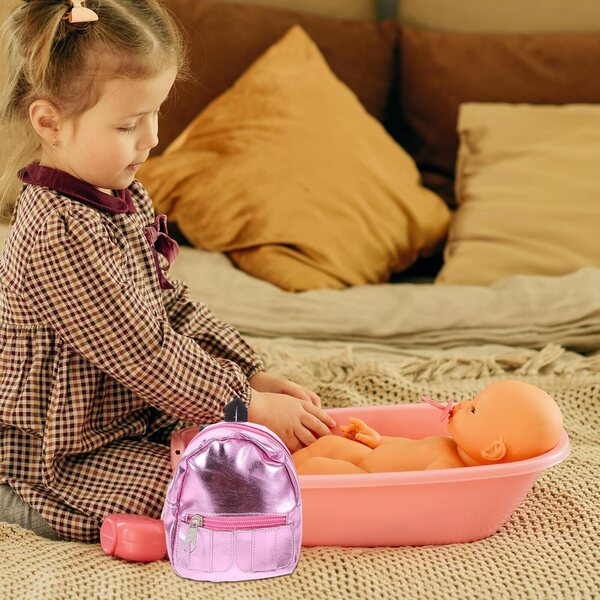 Rosa Mini-Rucksack für Puppen, praktische und bezaubernde Dekoration für Puppenhäuser