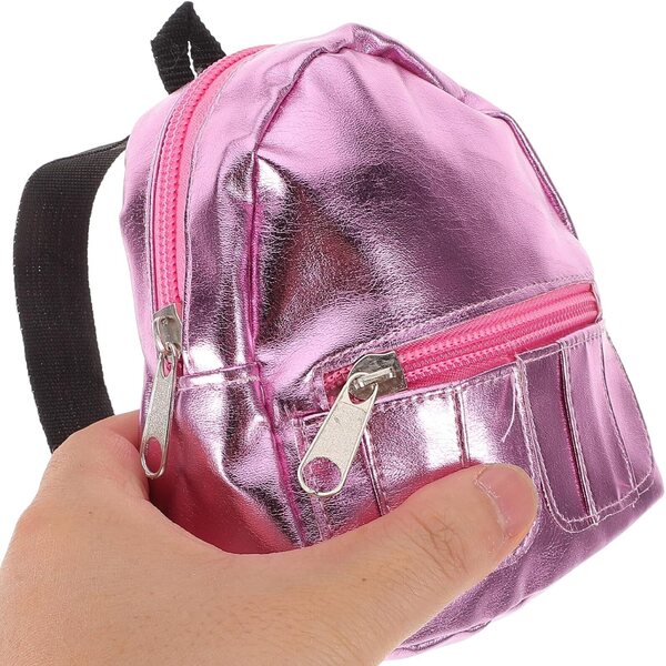 Rosa Mini-Rucksack für Puppen, praktische und bezaubernde Dekoration für Puppenhäuser
