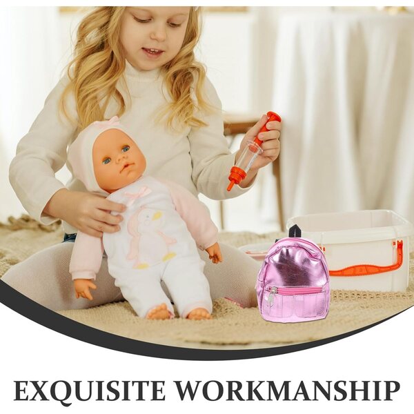 Rosa Mini-Rucksack für Puppen, praktische und bezaubernde Dekoration für Puppenhäuser