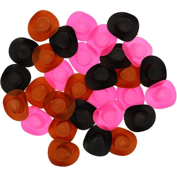 Set 30 Mini Cappelli da Cowboy ABS per DIY Accessori Decorativi Multicolore