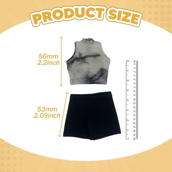 2-teiliges Bekleidungsset für 1/6 weibliche Figuren: Sommeroberteil und Shorts aus Stoff
