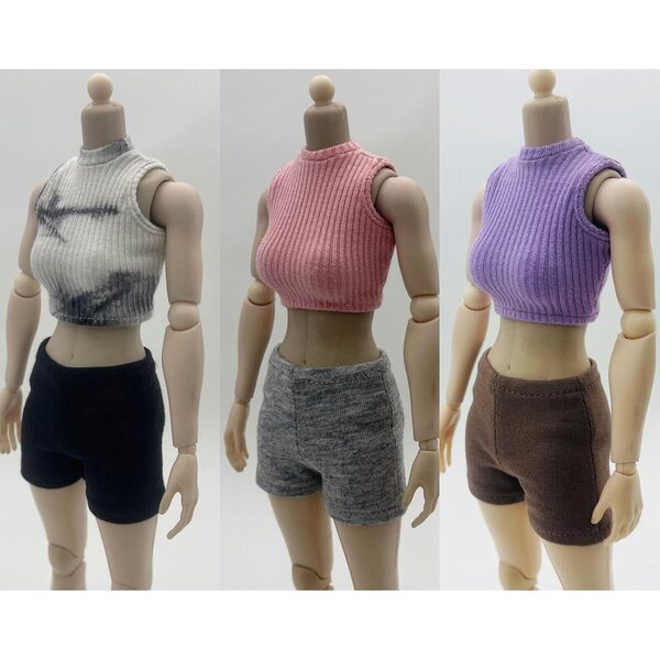 2-teiliges Bekleidungsset für 1/6 weibliche Figuren: Sommeroberteil und Shorts aus Stoff