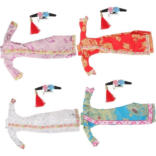 Set 4 Miniature Cheongsam per bambole Dress Tradizionali Cinesi Eleganti
