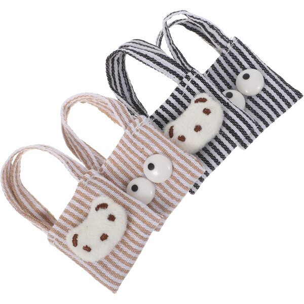 Set mit 4 Mini-Kawaii-Canvas-Taschen für Puppen – bunte Mini-Taschen für Spielhäuser