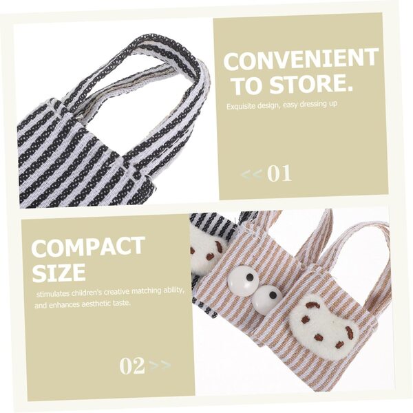 Set mit 4 Mini-Kawaii-Canvas-Taschen für Puppen – bunte Mini-Taschen für Spielhäuser