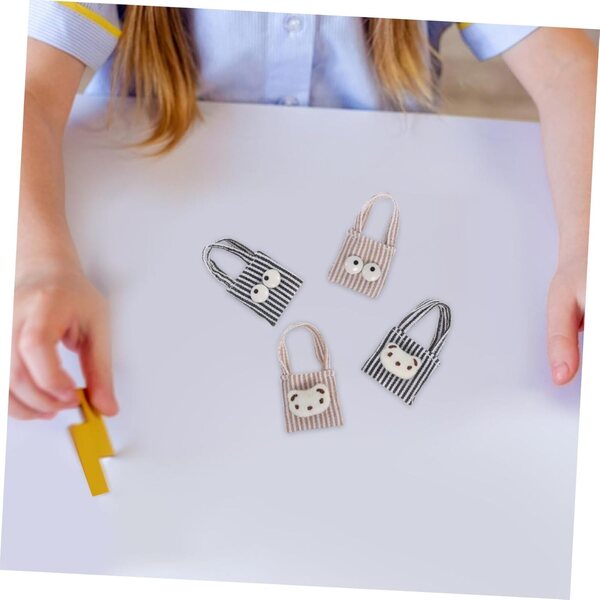 Set mit 4 Mini-Kawaii-Canvas-Taschen für Puppen – bunte Mini-Taschen für Spielhäuser