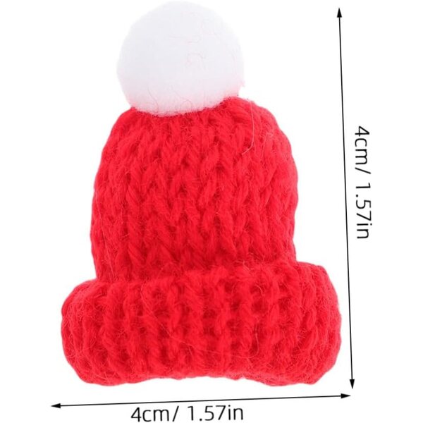 12 Mini Cappelli di Natale in Maglia Rossa per Decorazioni Fai-da-Te e Feste