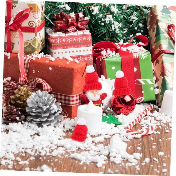 12 Mini Cappelli di Natale in Maglia Rossa per Decorazioni Fai-da-Te e Feste