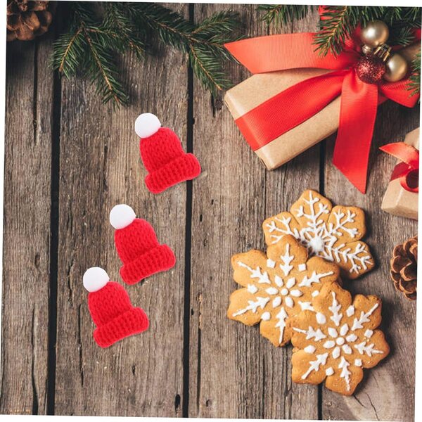 12 Mini Cappelli di Natale in Maglia Rossa per Decorazioni Fai-da-Te e Feste