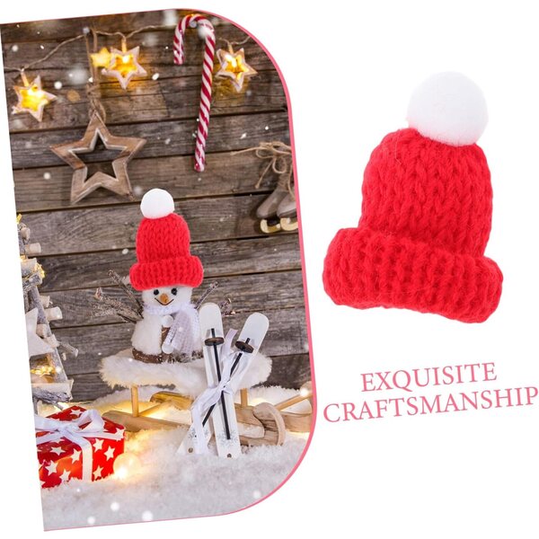 12 Mini Cappelli di Natale in Maglia Rossa per Decorazioni Fai-da-Te e Feste