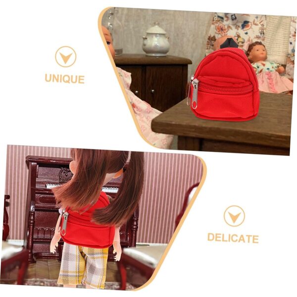 Set 2 Mini Zaini per Bambole con Zip, Ideali per Casa, Scuola e Viaggio