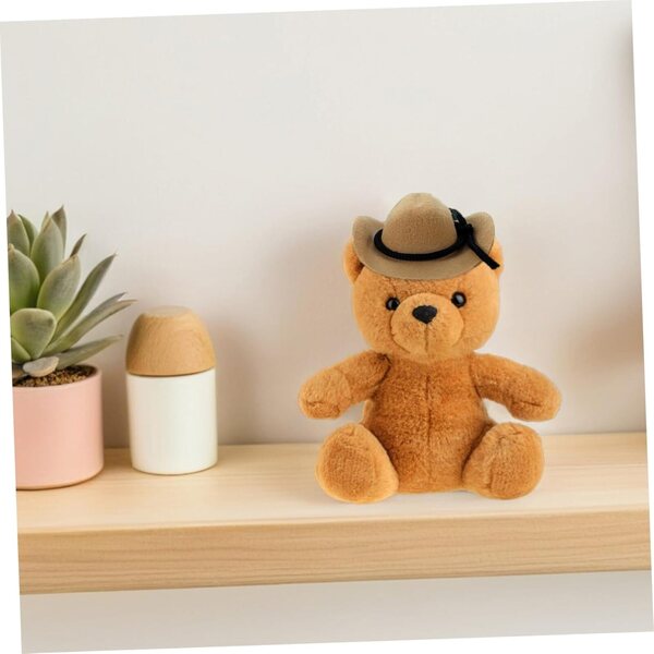 Beigefarbene Mini-Cowboyhüte für Puppen – 4er-Set aus Polyester, Western-Partyzubehör
