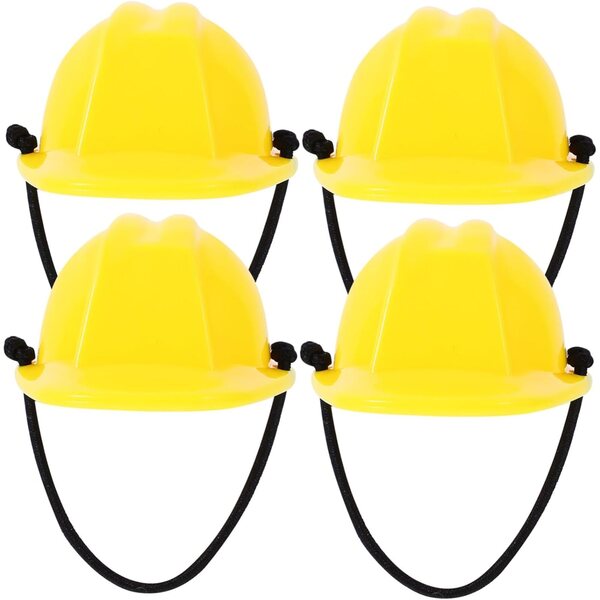 Mini Caschi di Sicurezza Gialli per bambole Miniature, 4 Pezzi, Accessori Decorativi