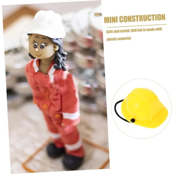 Mini Caschi di Sicurezza Gialli per bambole Miniature, 4 Pezzi, Accessori Decorativi