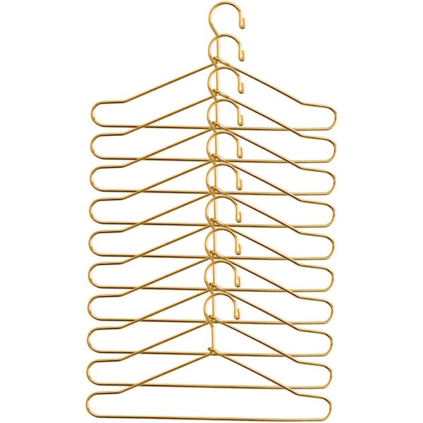 Set 10 Mini Cintre in Metallo Dorato per Vestiti di Bambole e Animali 12 cm