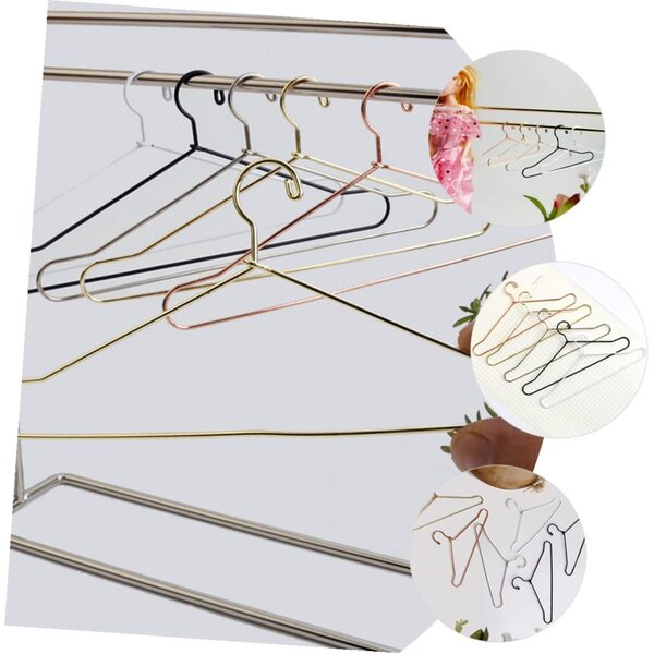 Set 10 Mini Cintre in Metallo Dorato per Vestiti di Bambole e Animali 12 cm
