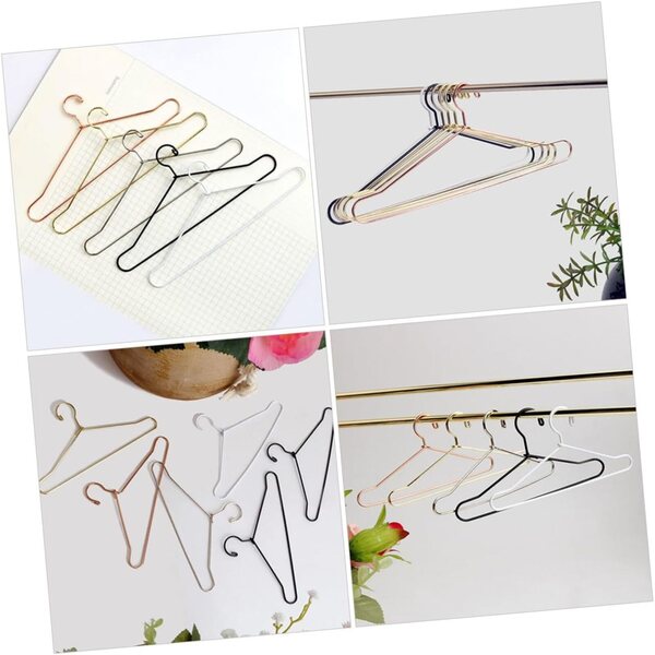 Set 10 Mini Cintre in Metallo Dorato per Vestiti di Bambole e Animali 12 cm