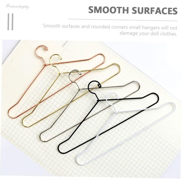 Set 10 Mini Cintre in Metallo Dorato per Vestiti di Bambole e Animali 12 cm