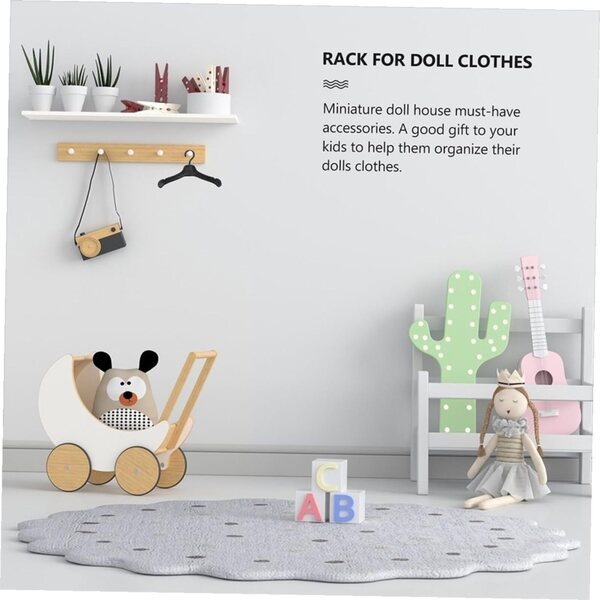60 Mini Cintre in Plastica per Bambole Nero, Bianco e Rosa, 5,5x3 cm - WEKAMOS