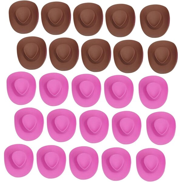 Mini cappelli cowboy in plastica colorati per bambole - set da 40 per decorazioni creative