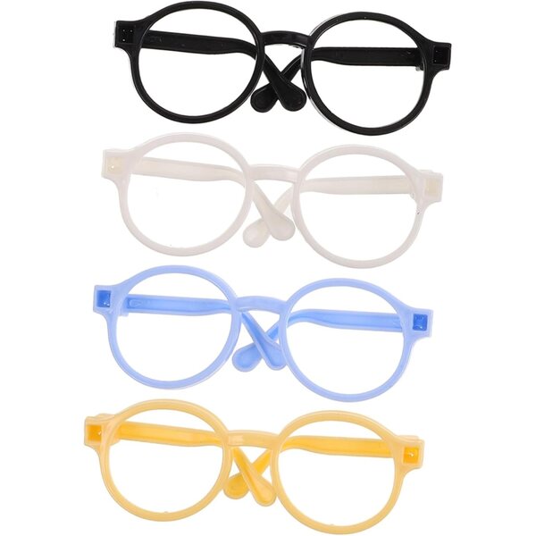 Set 4 Montature Occhiali per Bambole in Plastica Colorata Resistente e Stilosa