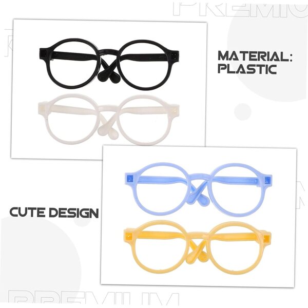 Set 4 Montature Occhiali per Bambole in Plastica Colorata Resistente e Stilosa