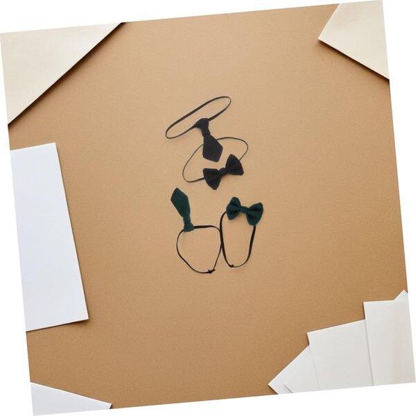 Set 4 Accessori Miniature per bambole: 2 Cravatte e 2 Nodi in Cotone Eleganti