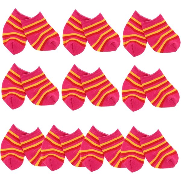 Set mit 10 Paar Baumwollsocken für 18-Zoll-Puppen – farbenfrohes Kleidungszubehör