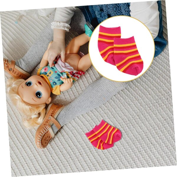Set mit 10 Paar Baumwollsocken für 18-Zoll-Puppen – farbenfrohes Kleidungszubehör