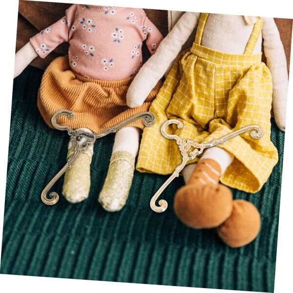 Set 4 Mini Cintre in Lega Dorata e Rame Vintage per Abiti Bambole, Organizzazione Perfetta