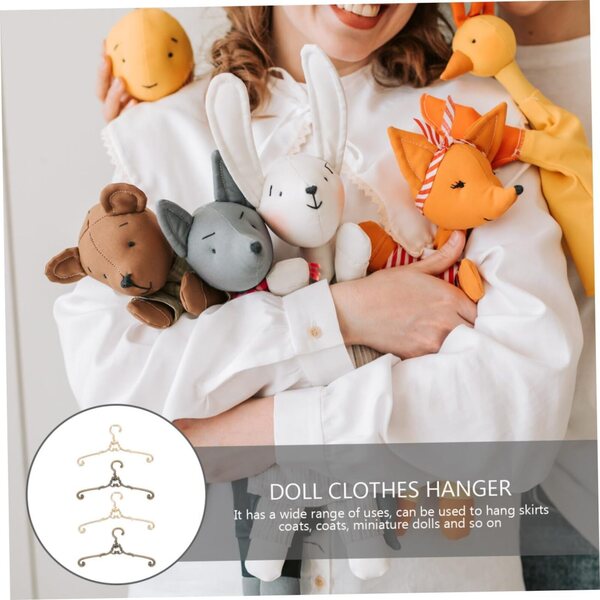 Set 4 Mini Cintre in Lega Dorata e Rame Vintage per Abiti Bambole, Organizzazione Perfetta