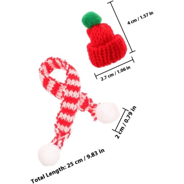 Set 12 Mini Bonnet e Sciarpe Natalizie in Lana per Decorazioni e Progetti DIY