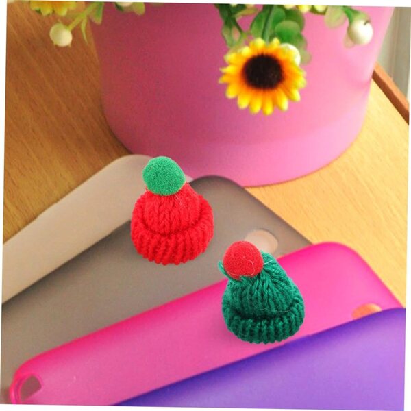 Set 12 Mini Bonnet e Sciarpe Natalizie in Lana per Decorazioni e Progetti DIY