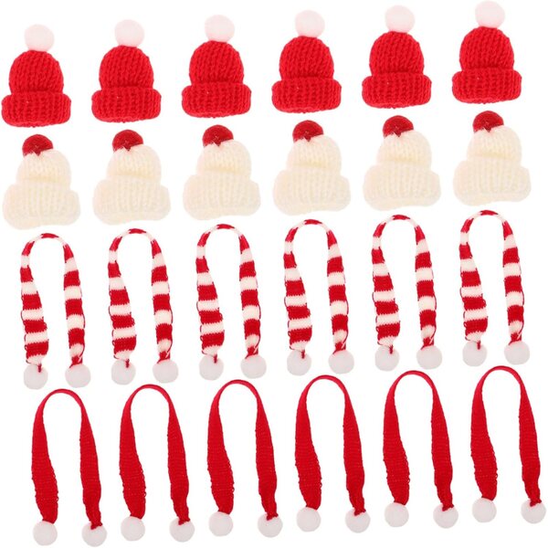 Set mit 40 Mini-Weihnachtsmützen und -schals für ZUNOXAZ-Strickpuppen