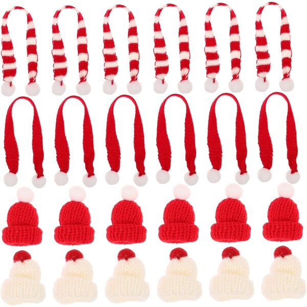 Set Natale Mini bambole: 40 Accessori Bonnet e Sciarpe Tricotati Festivi