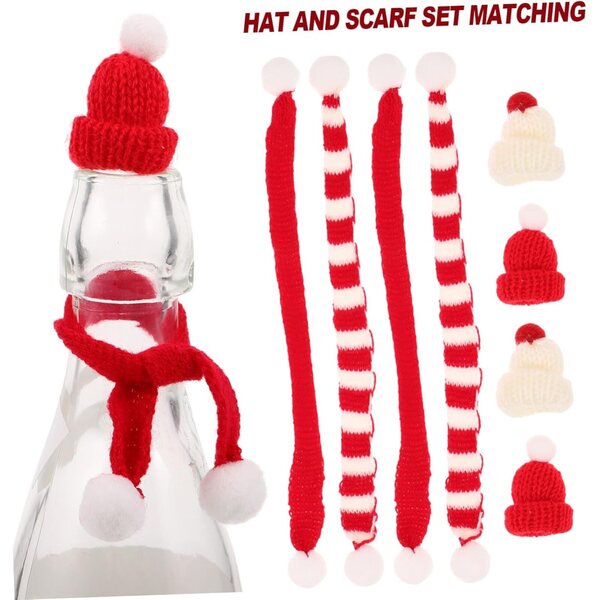 Set mit 40 Mini-Weihnachtsmützen und Schals für Strickpuppen