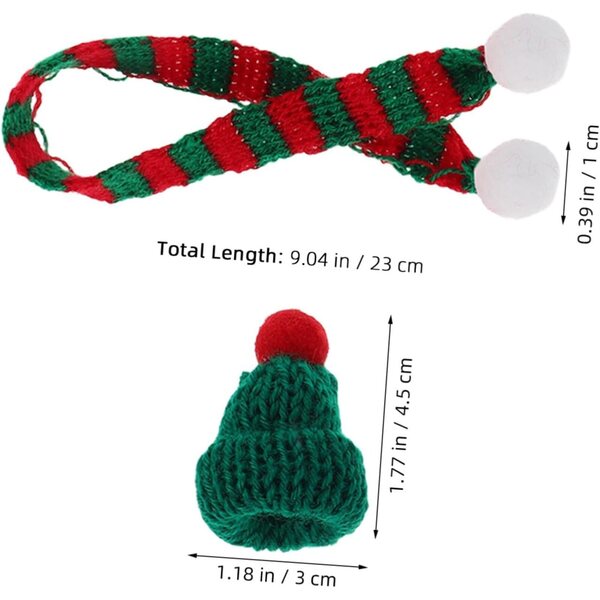 Set 20 Mini Cappelli e Sciarpe di Natale Rosso e Verde per Decorazioni Festive