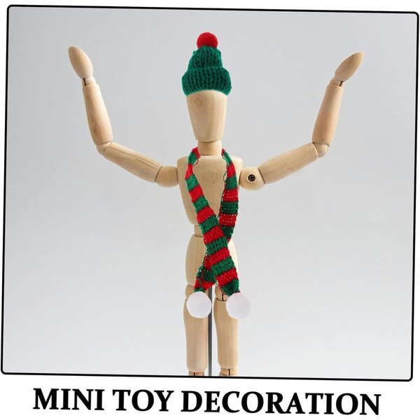 Set 20 Mini Cappelli e Sciarpe di Natale Rosso e Verde per Decorazioni Festive
