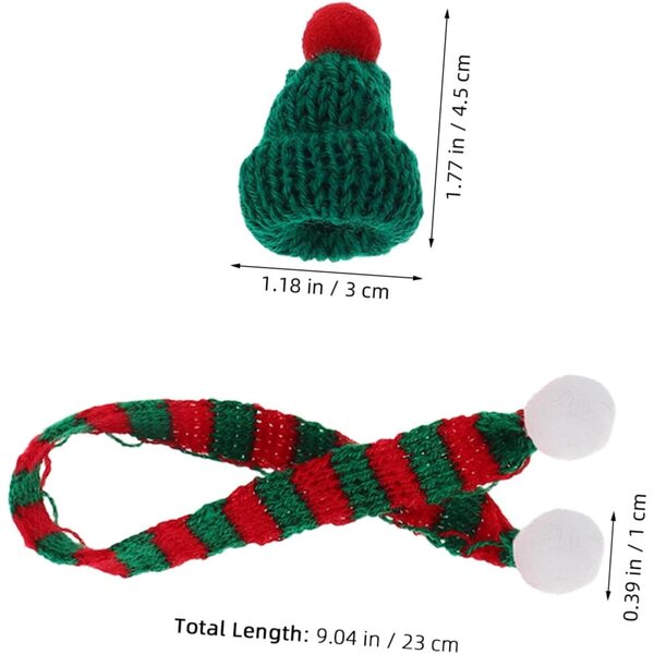 Set 20 Mini Cappelli e Sciarpe di Natale Rosso e Verde per Decorazioni Festive