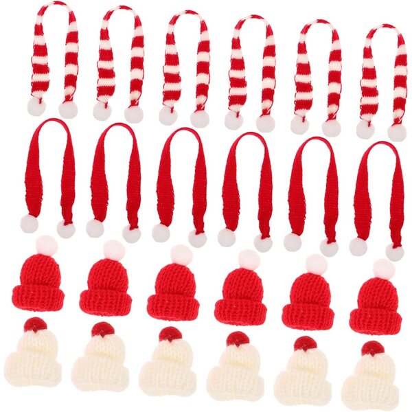 Set 40 Accessori Natalizi Mini Cappelli e Sciarpe per Bambole - Moda Invernale Festiva