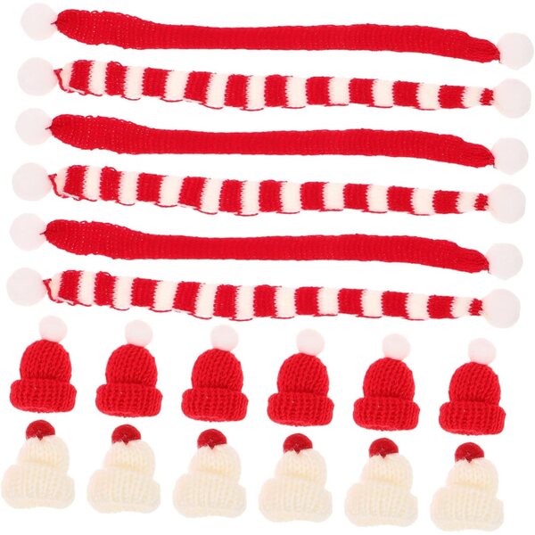 40 Accessori di Natale per Bambole: Mini Cappelli e Sciarpe Natalizie in Fili Morbidi