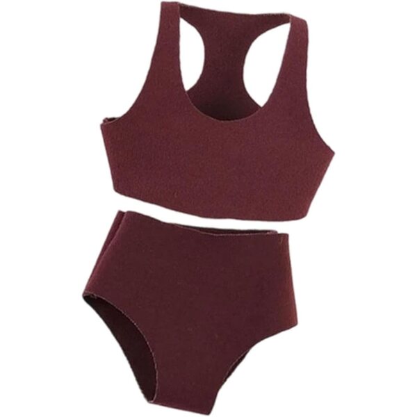 Set Gilet e Short Sportivi in Tessuto per Bambole 1:12, Rosso Scuro, Femminile