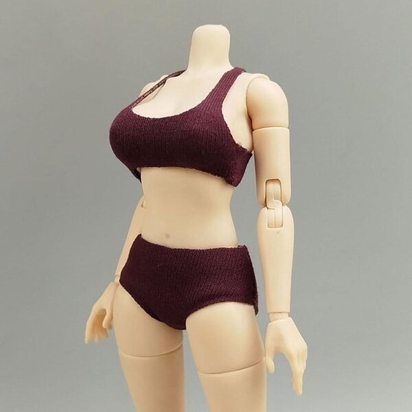 Set Gilet e Short Sportivi in Tessuto per Bambole 1:12, Rosso Scuro, Femminile