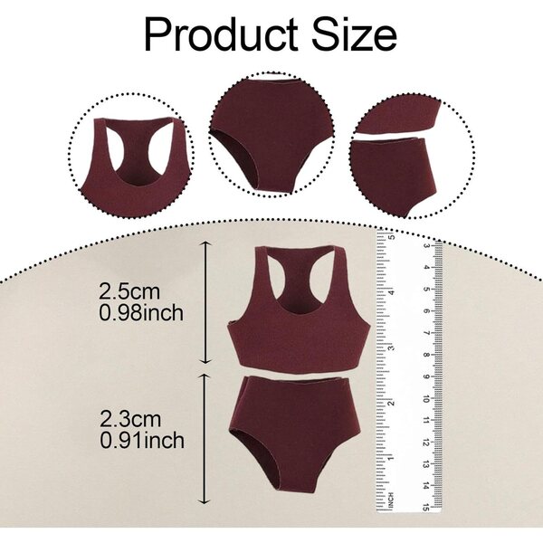 Set Gilet e Short Sportivi in Tessuto per Bambole 1:12, Rosso Scuro, Femminile