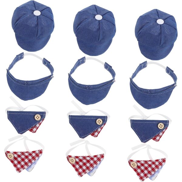 Set mit 12 Accessoires für Puppen: Miniaturhut, Sommermützen und Schal